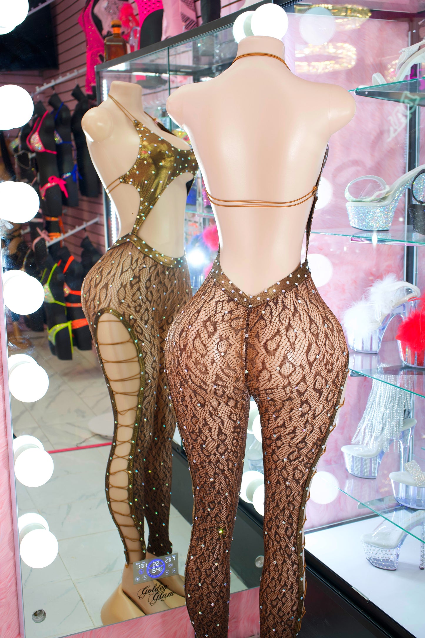 Savage Bronze Cut-Out Lace-Up Long Leg Jumpsuit