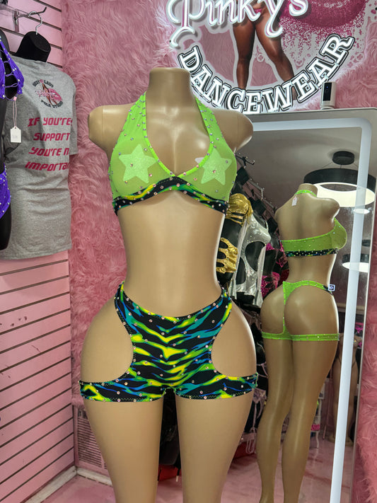 Neon fire short set